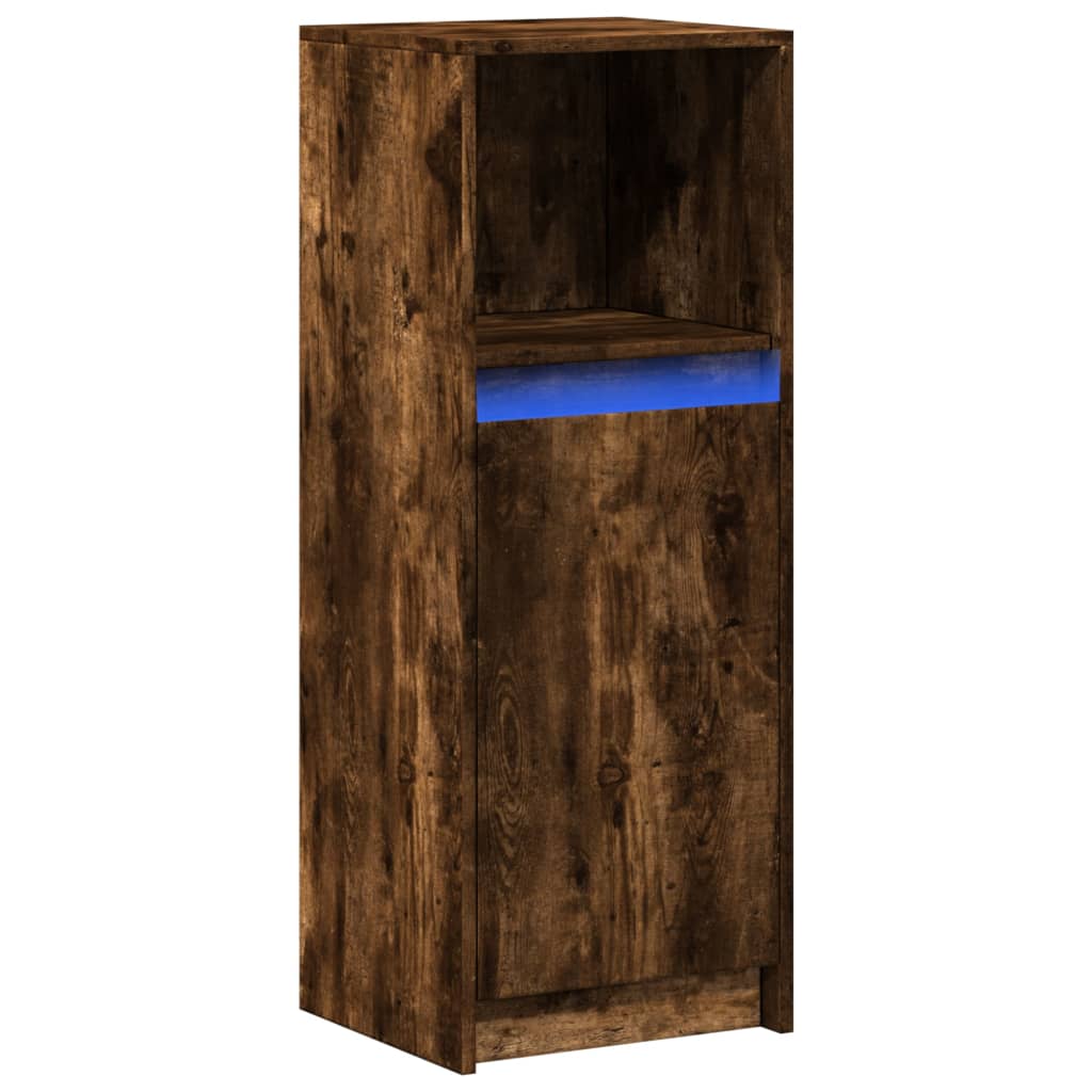 vidaXL Dulap cu LED, stejar fumuriu, 38x34x100 cm, lemn prelucrat vidaXL Dulap cu LED, stejar fumuriu, 38x34x100 cm, lemn prelucrat