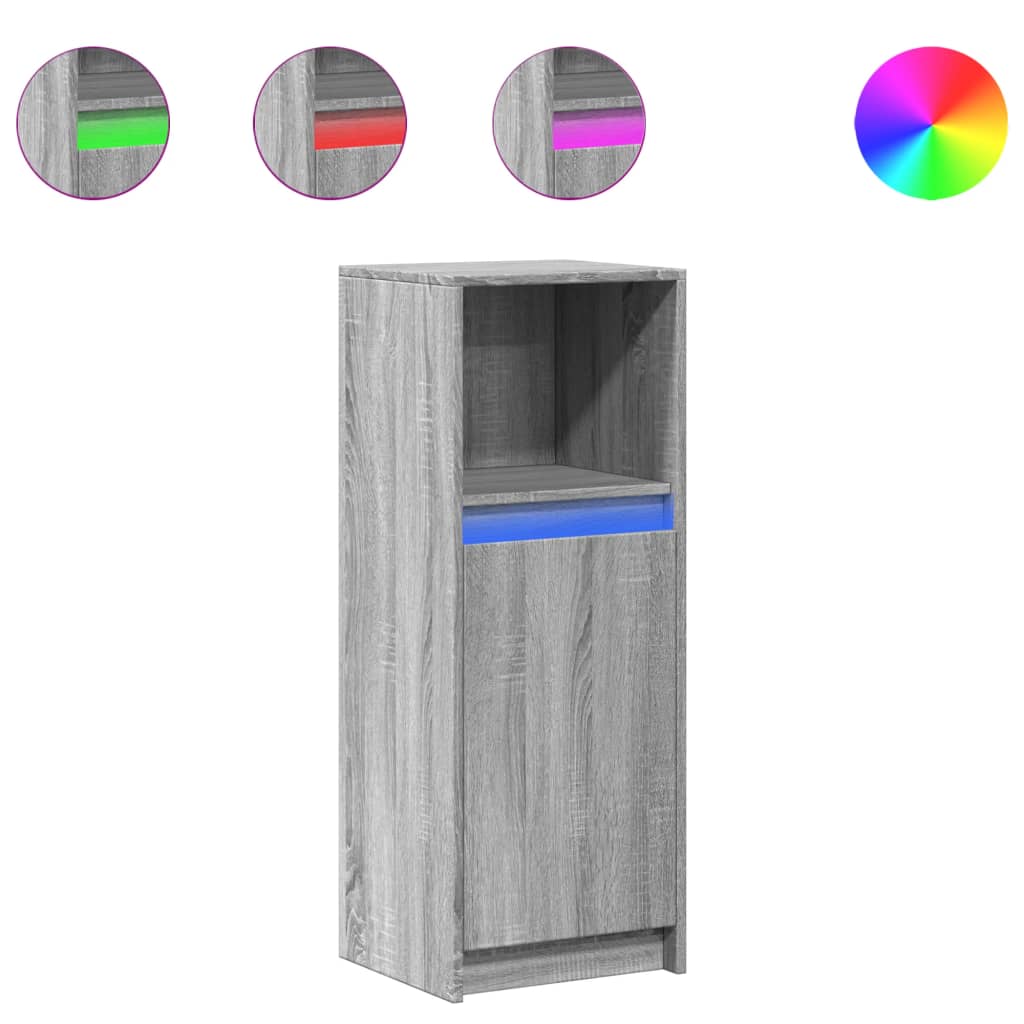 vidaXL Dulap cu LED, gri sonoma, 38x34x100 cm, lemn prelucrat vidaXL Dulap cu LED, gri sonoma, 38x34x100 cm, lemn prelucrat