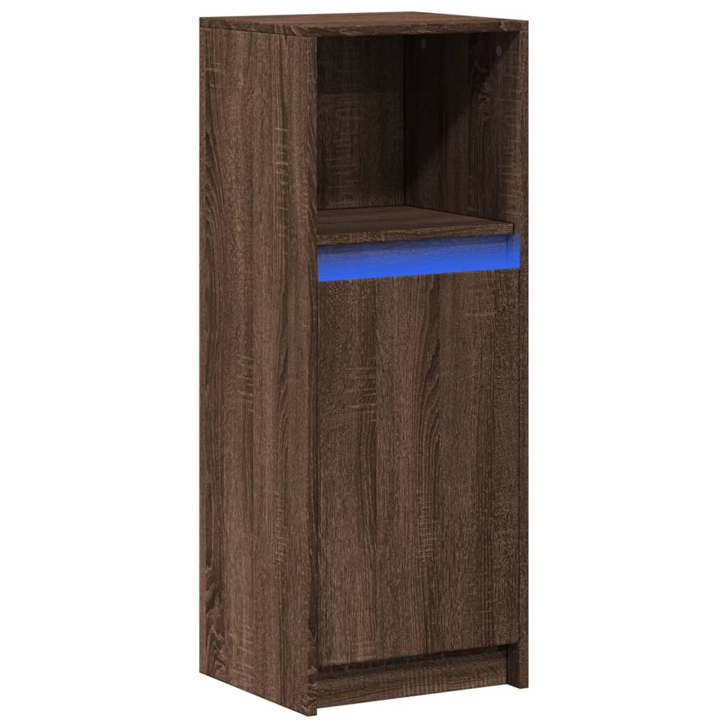 vidaXL Dulap cu LED, stejar maro, 38x34x100 cm, lemn prelucrat