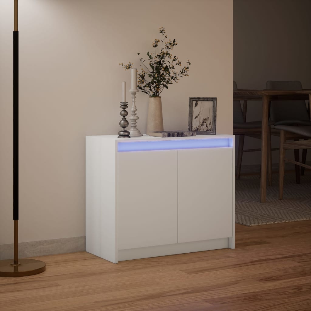 vidaXL Dulap cu LED, alb, 72x34x61 cm, lemn prelucrat vidaXL Dulap cu LED, alb, 72x34x61 cm, lemn prelucrat