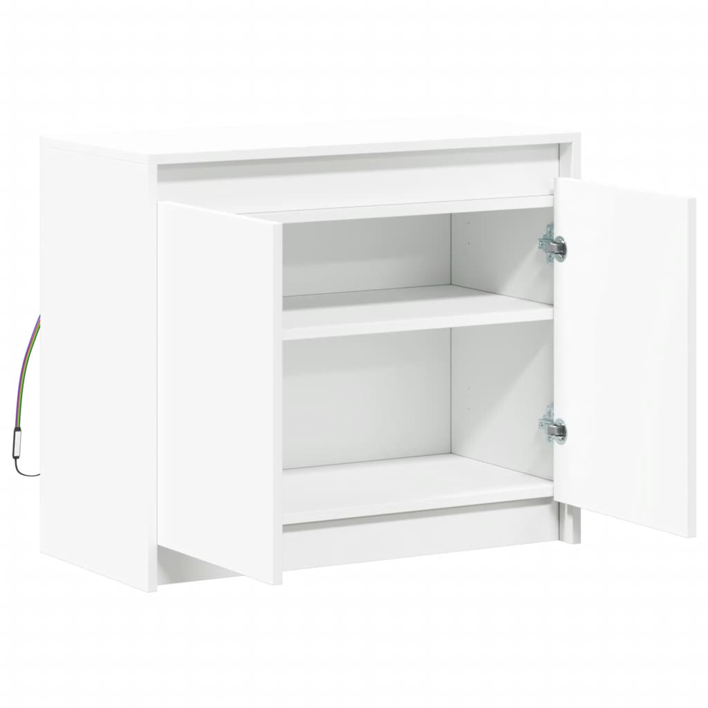 vidaXL Dulap cu LED, alb, 72x34x61 cm, lemn prelucrat vidaXL Dulap cu LED, alb, 72x34x61 cm, lemn prelucrat
