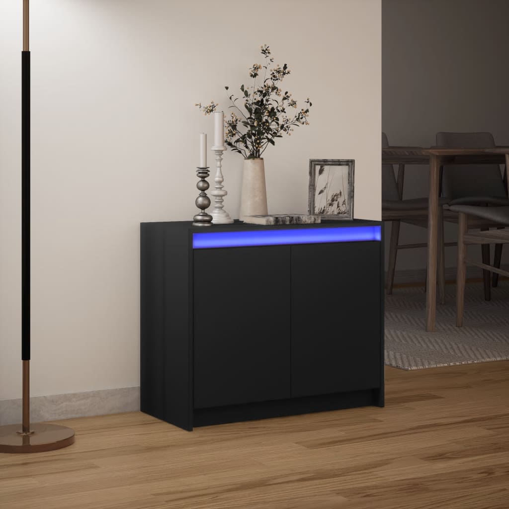 vidaXL Dulap cu LED, negru, 72x34x61 cm, lemn prelucrat vidaXL Dulap cu LED, negru, 72x34x61 cm, lemn prelucrat