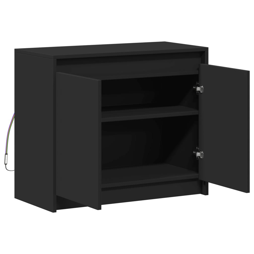 vidaXL Dulap cu LED, negru, 72x34x61 cm, lemn prelucrat vidaXL Dulap cu LED, negru, 72x34x61 cm, lemn prelucrat