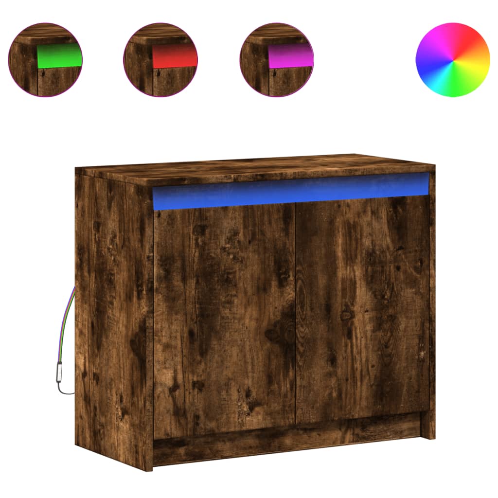 vidaXL Dulap cu LED, stejar fumuriu, 72x34x61 cm, lemn prelucrat vidaXL Dulap cu LED, stejar fumuriu, 72x34x61 cm, lemn prelucrat
