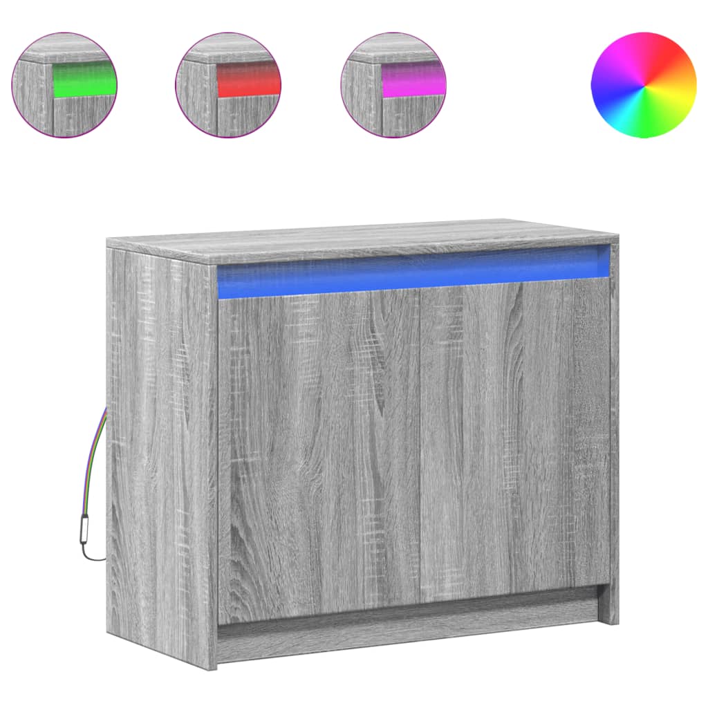 vidaXL Dulap cu LED, gri sonoma, 72x34x61 cm, lemn prelucrat vidaXL Dulap cu LED, gri sonoma, 72x34x61 cm, lemn prelucrat