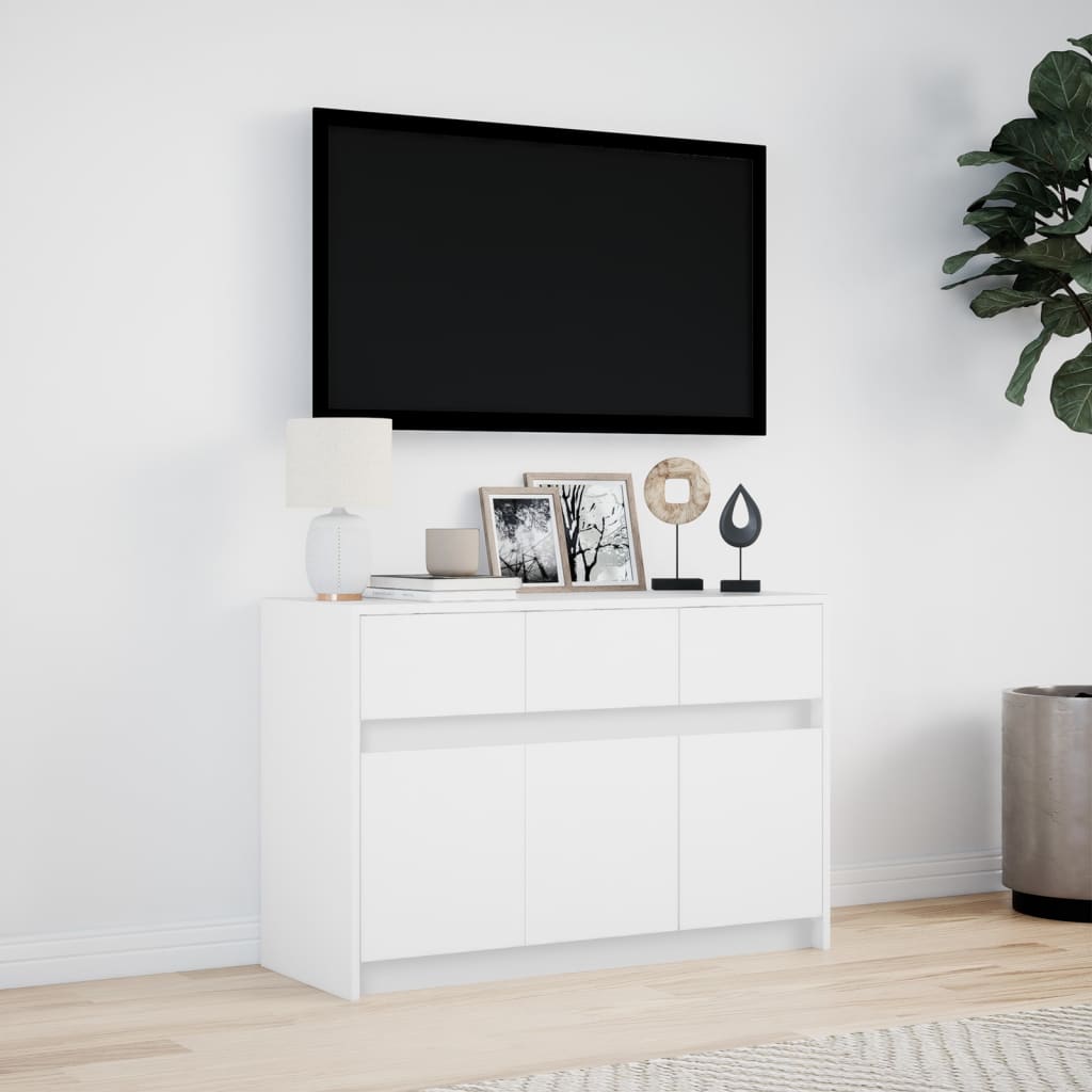 vidaXL Dulap TV cu LED, alb, 91x34x61 cm, lemn prelucrat