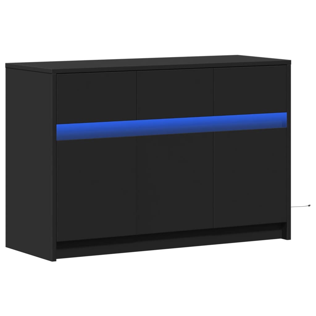 vidaXL Dulap TV cu LED, negru, 91x34x61 cm, lemn prelucrat