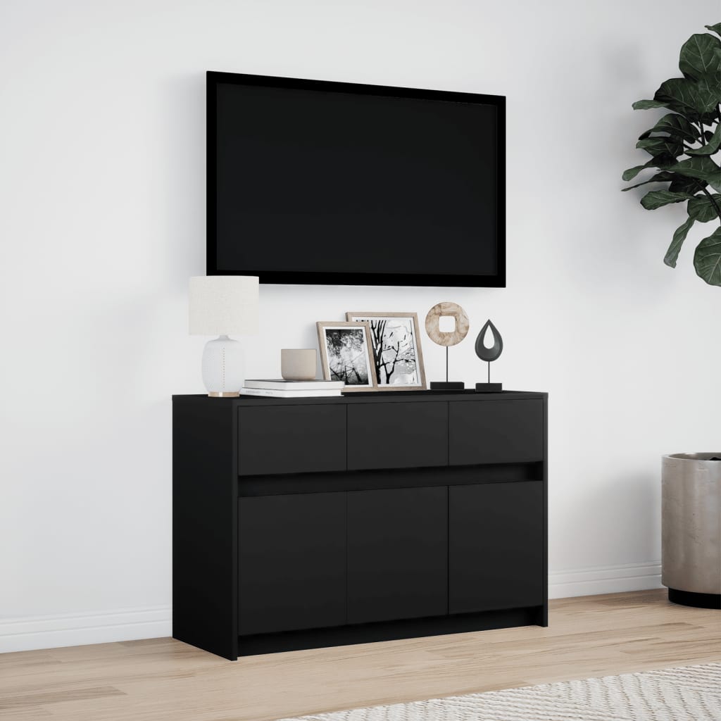 vidaXL Dulap TV cu LED, negru, 91x34x61 cm, lemn prelucrat