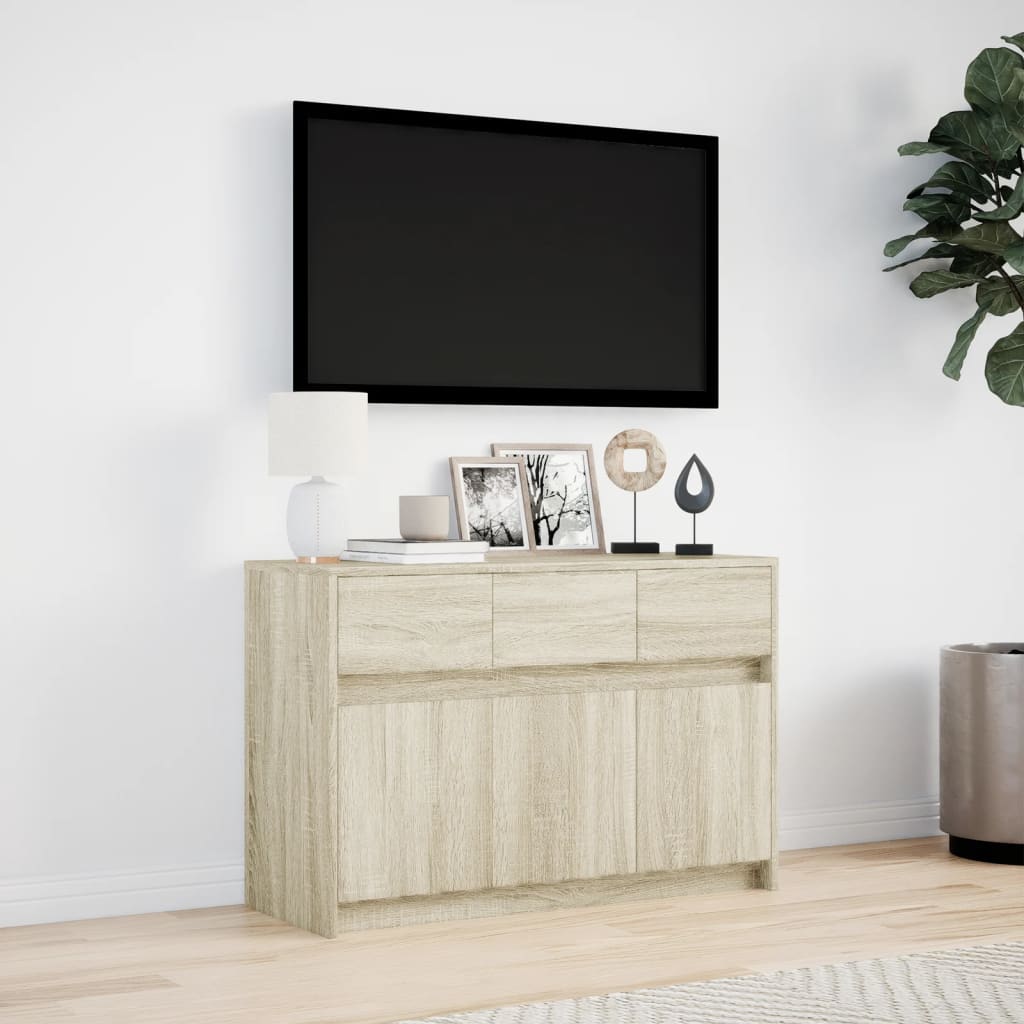 vidaXL Dulap TV cu LED, stejar sonoma, 91x34x61 cm, lemn prelucrat vidaXL Dulap TV cu LED, stejar sonoma, 91x34x61 cm, lemn prelucrat