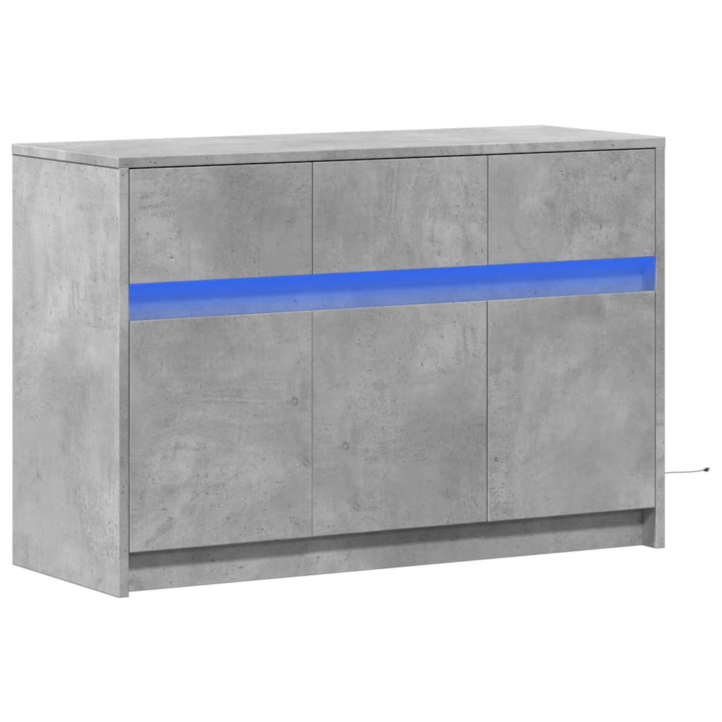 vidaXL Dulap TV cu LED, gri beton, 91x34x61 cm, lemn prelucrat