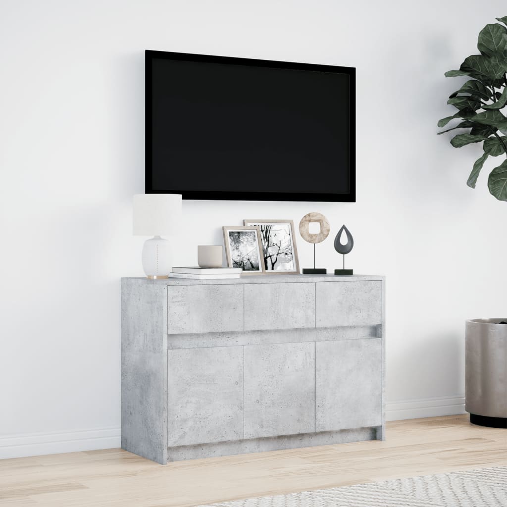 vidaXL Dulap TV cu LED, gri beton, 91x34x61 cm, lemn prelucrat
