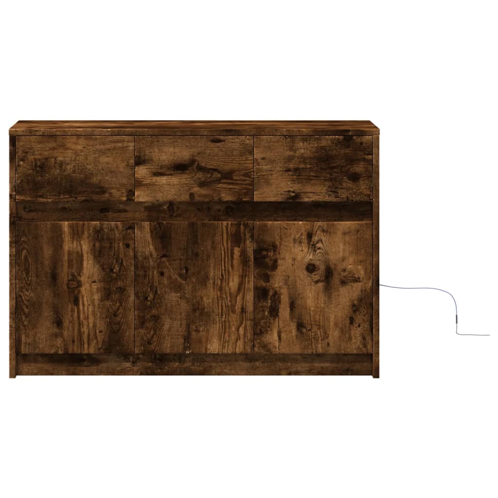 vidaXL Dulap TV cu LED, stejar fumuriu, 91x34x61 cm, lemn prelucrat