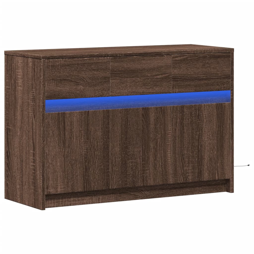 vidaXL Dulap TV cu LED, stejar maro, 91x34x61 cm, lemn prelucrat