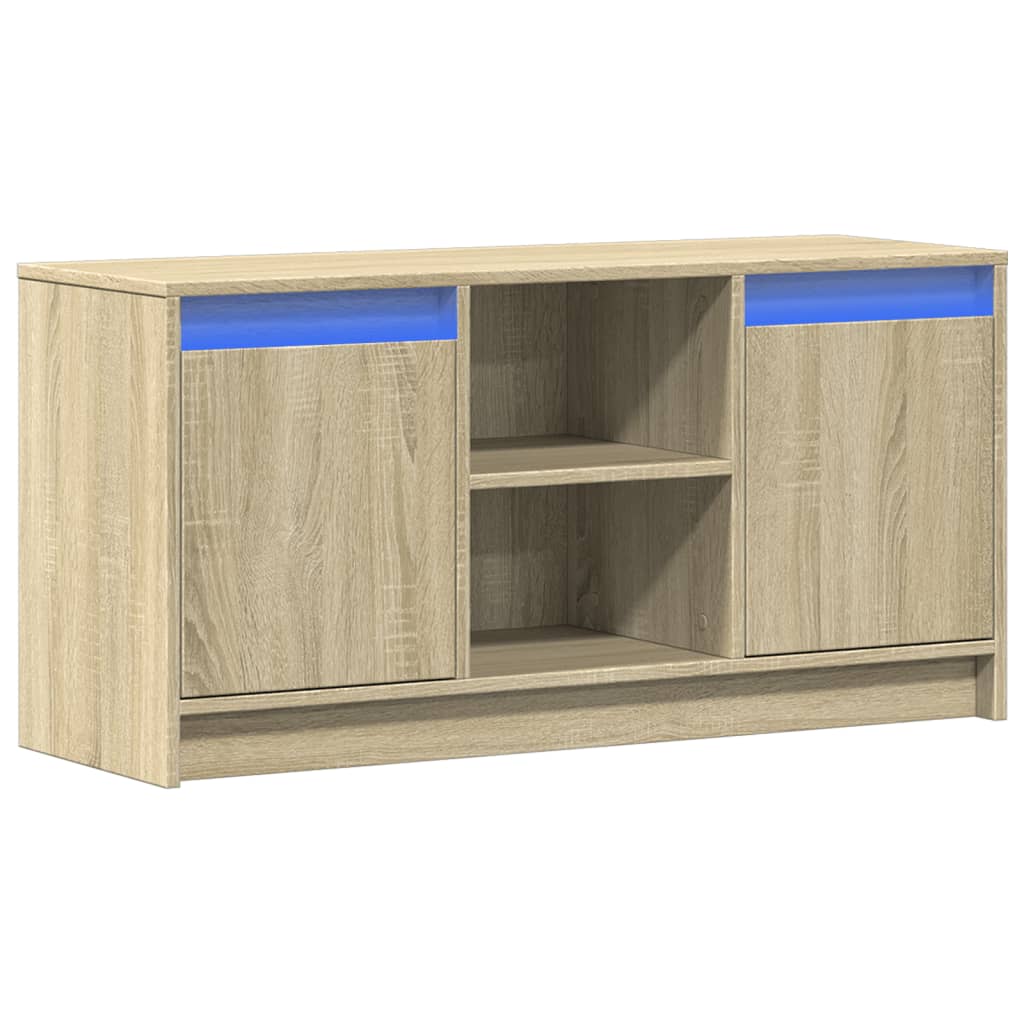 vidaXL Dulap TV cu LED, stejar sonoma, 100x34x50 cm, lemn prelucrat