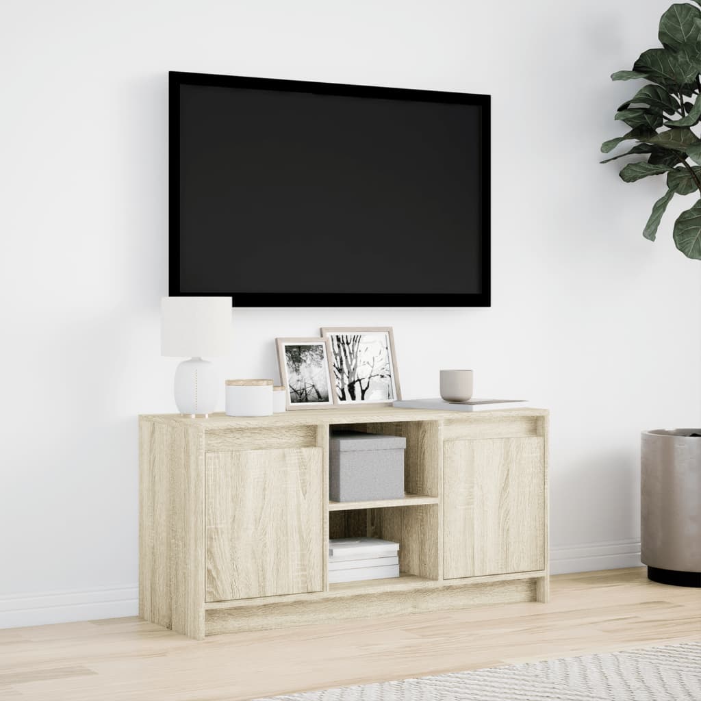 vidaXL Dulap TV cu LED, stejar sonoma, 100x34x50 cm, lemn prelucrat