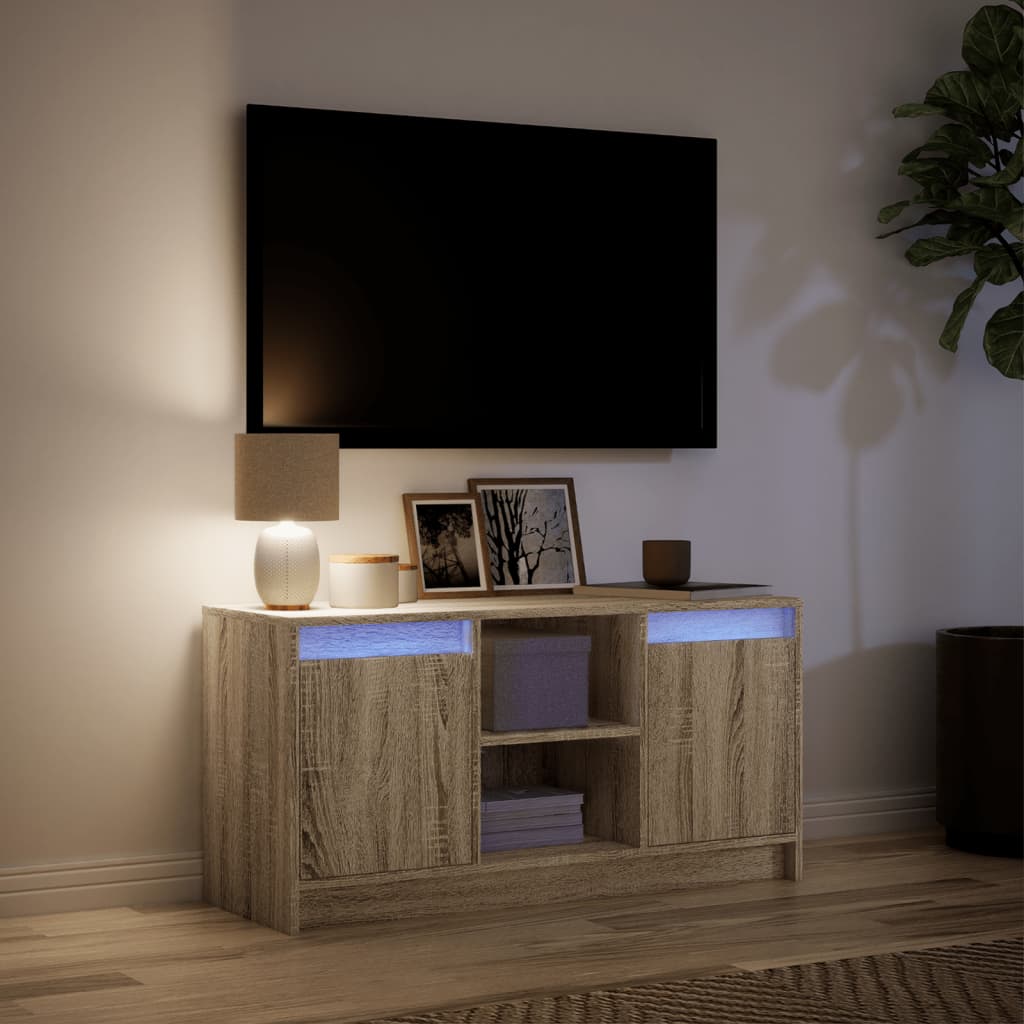 vidaXL Dulap TV cu LED, stejar sonoma, 100x34x50 cm, lemn prelucrat