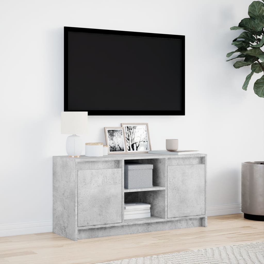 vidaXL Dulap TV cu LED, gri beton, 100x34x50 cm, lemn prelucrat