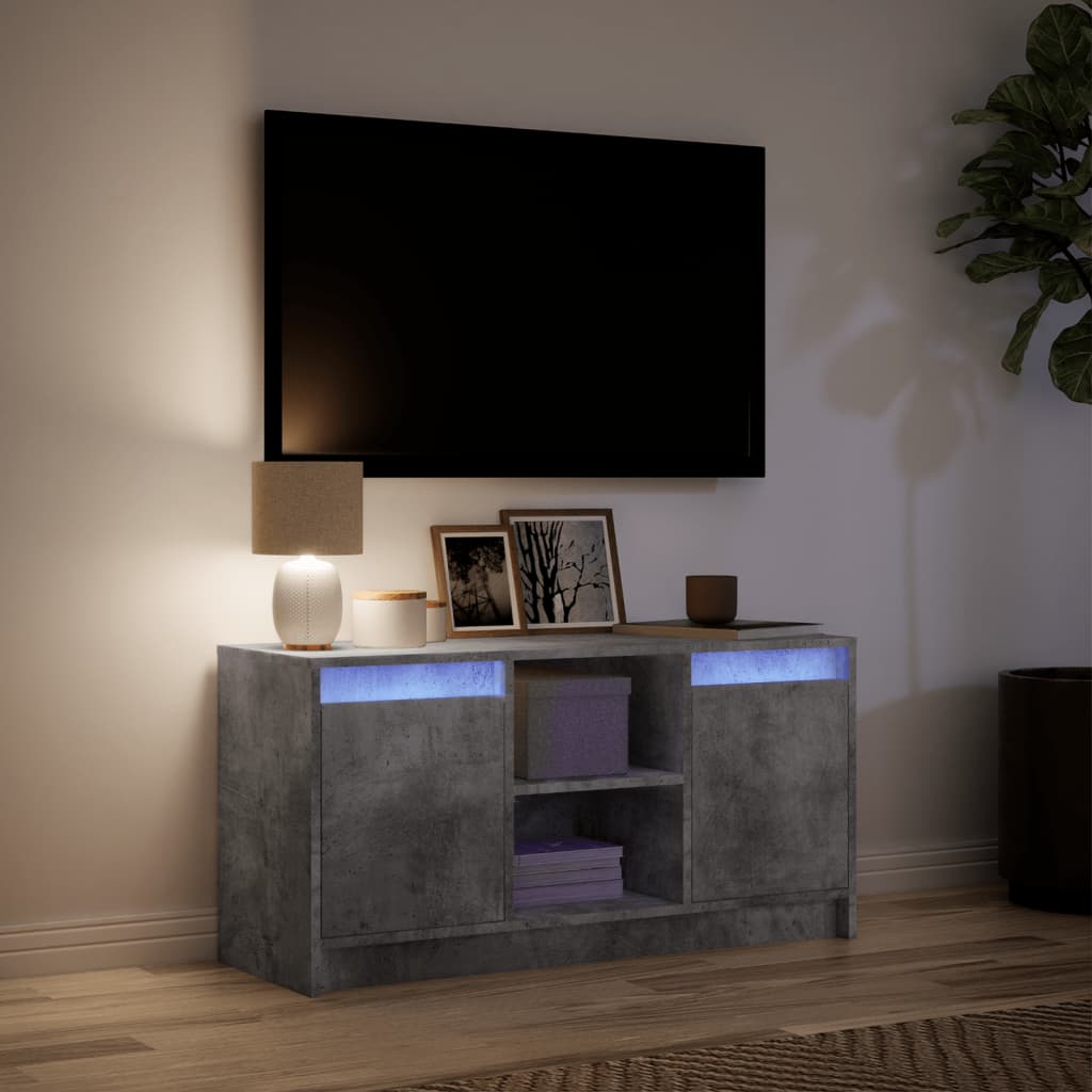 vidaXL Dulap TV cu LED, gri beton, 100x34x50 cm, lemn prelucrat