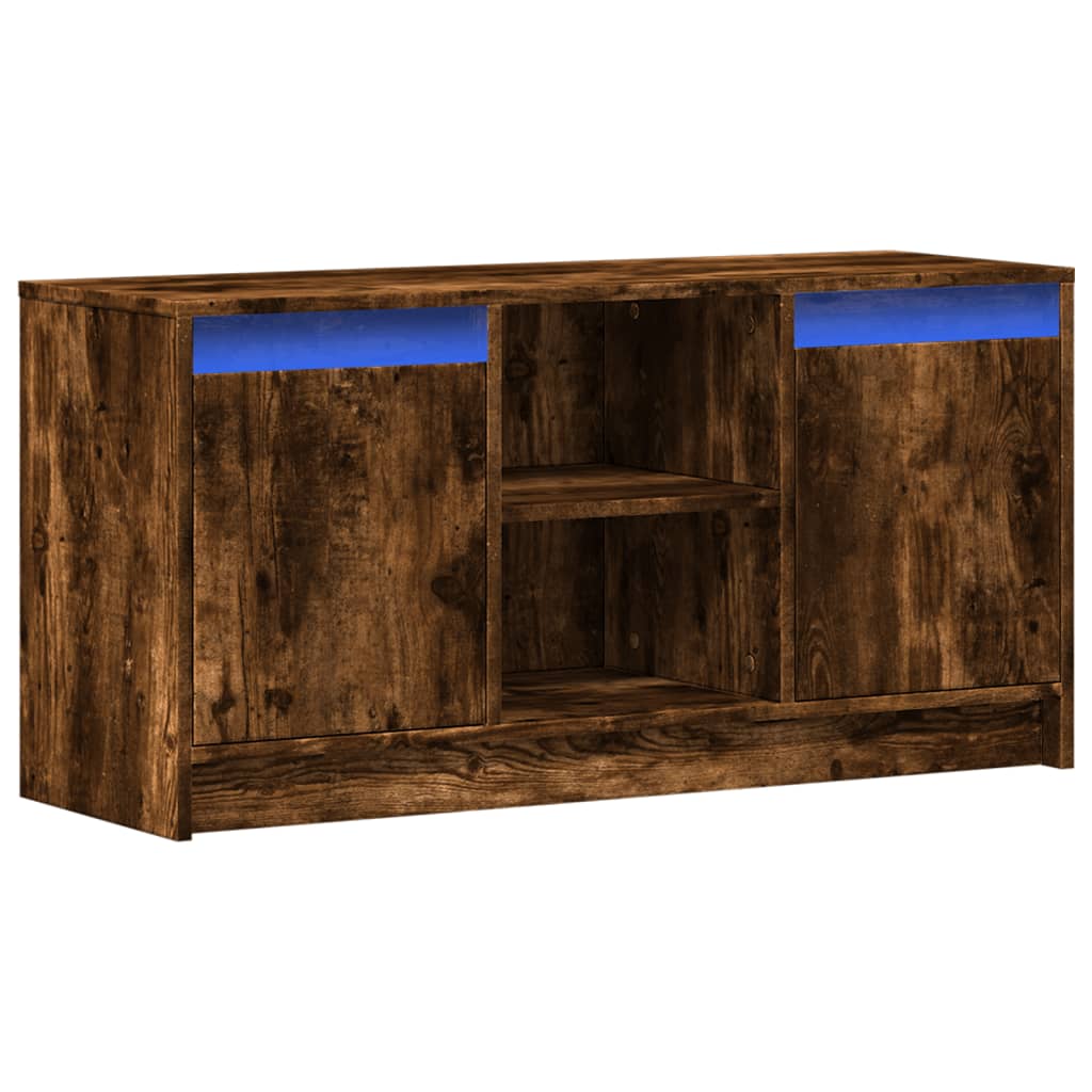 vidaXL Dulap TV cu LED, stejar fumuriu, 100x34x50 cm, lemn prelucrat