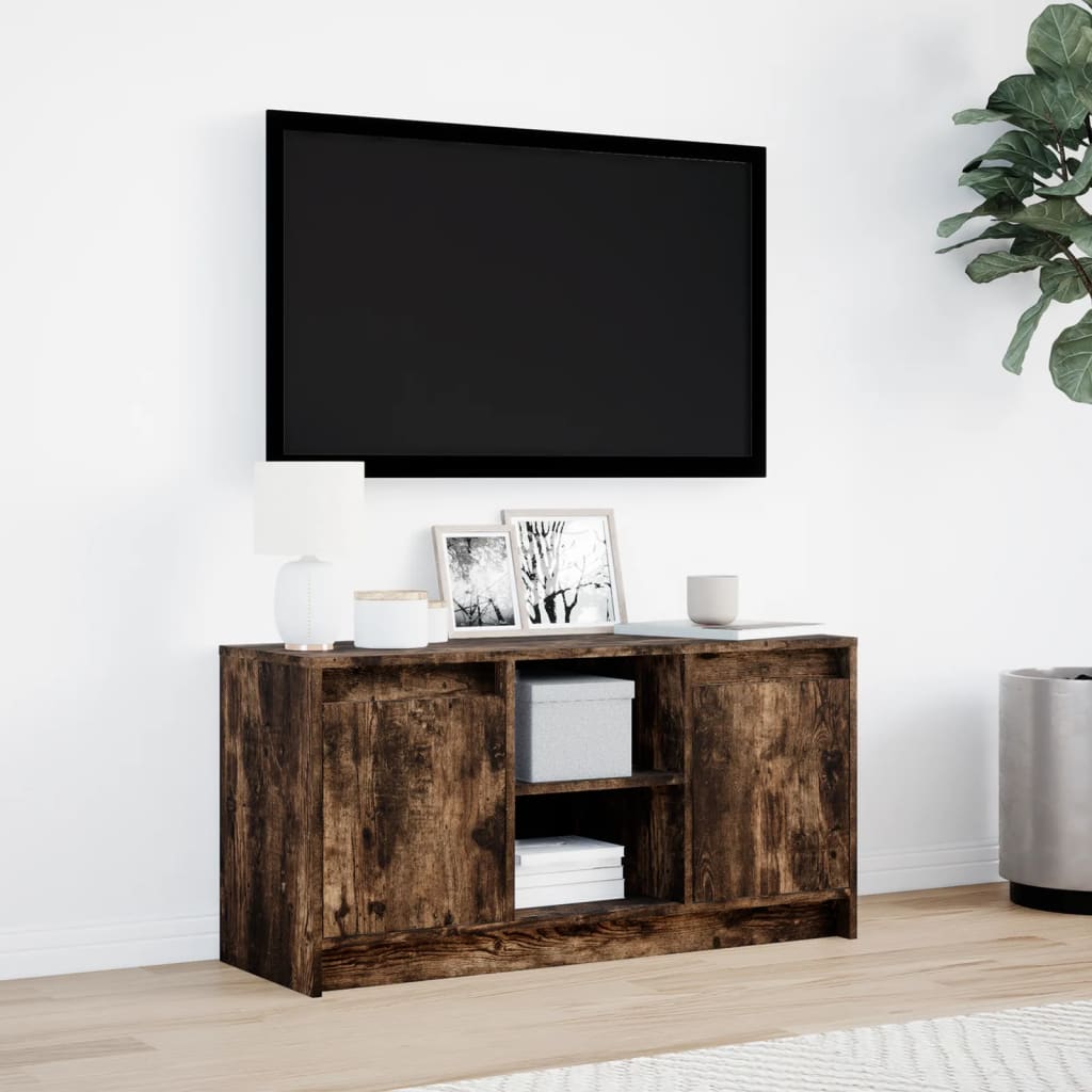 vidaXL Dulap TV cu LED, stejar fumuriu, 100x34x50 cm, lemn prelucrat