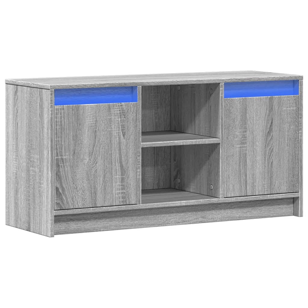 vidaXL Dulap TV cu LED, gri sonoma, 100x34x50 cm, lemn prelucrat