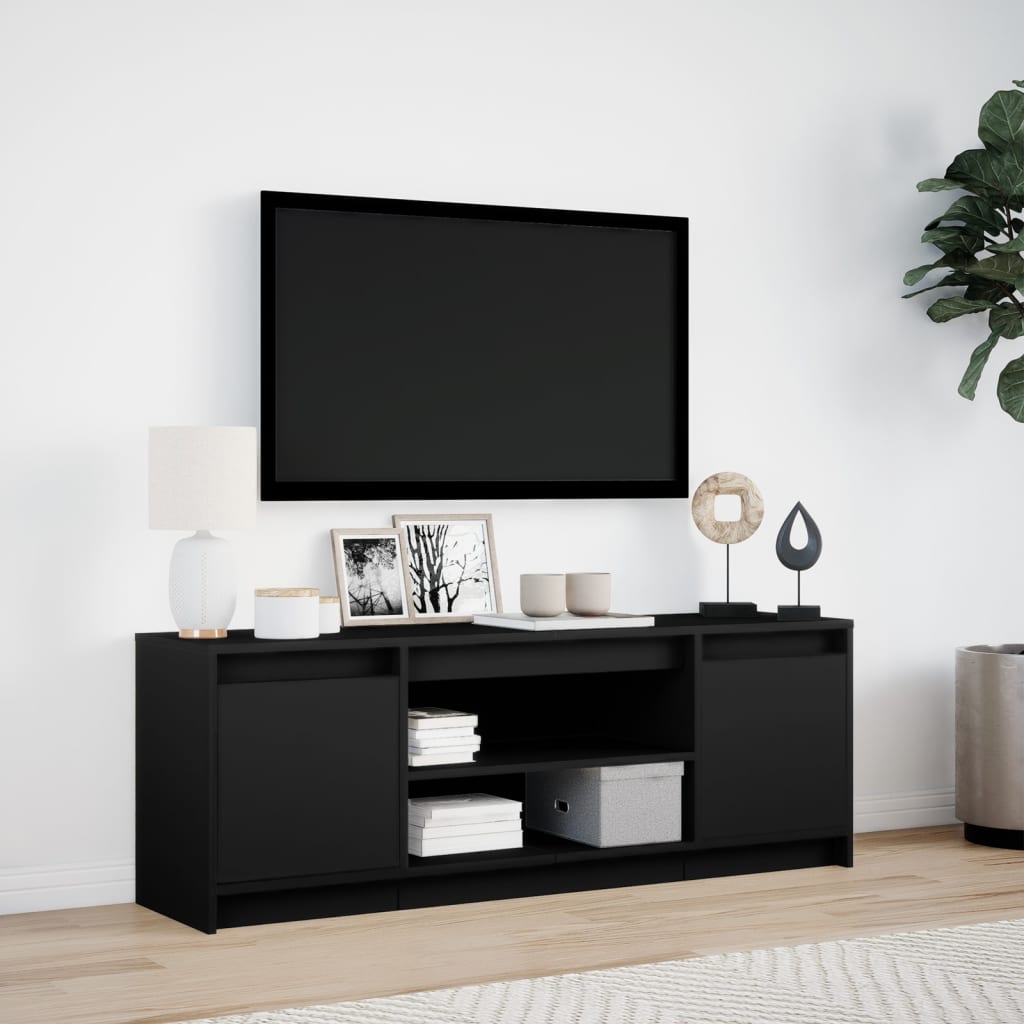 vidaXL Dulap TV cu LED, negru, 139,5x34x50 cm, lemn prelucrat
