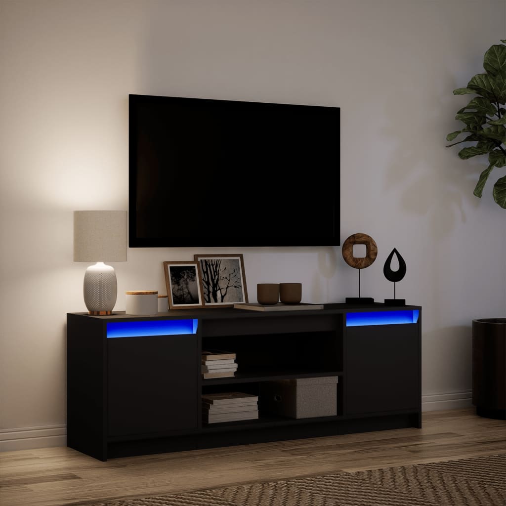 vidaXL Dulap TV cu LED, negru, 139,5x34x50 cm, lemn prelucrat