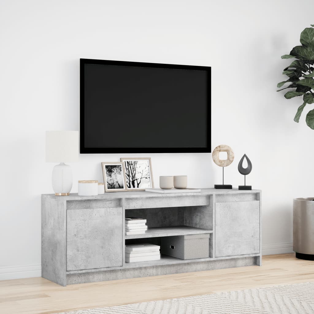 vidaXL Dulap TV cu LED, gri beton, 139,5x34x50 cm, lemn prelucrat