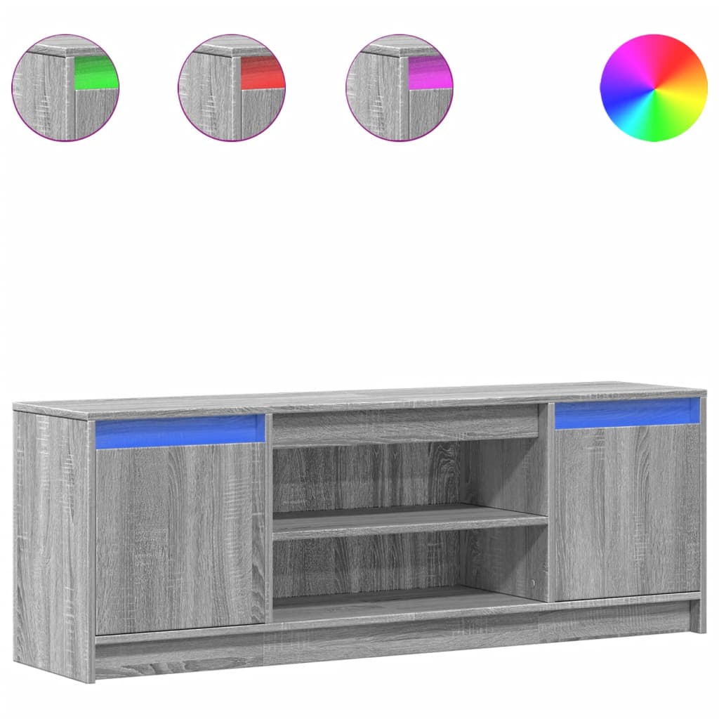 vidaXL Dulap TV cu LED, gri sonoma, 139,5x34x50 cm, lemn prelucrat