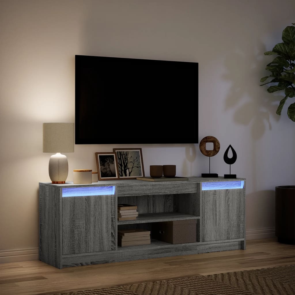 vidaXL Dulap TV cu LED, gri sonoma, 139,5x34x50 cm, lemn prelucrat