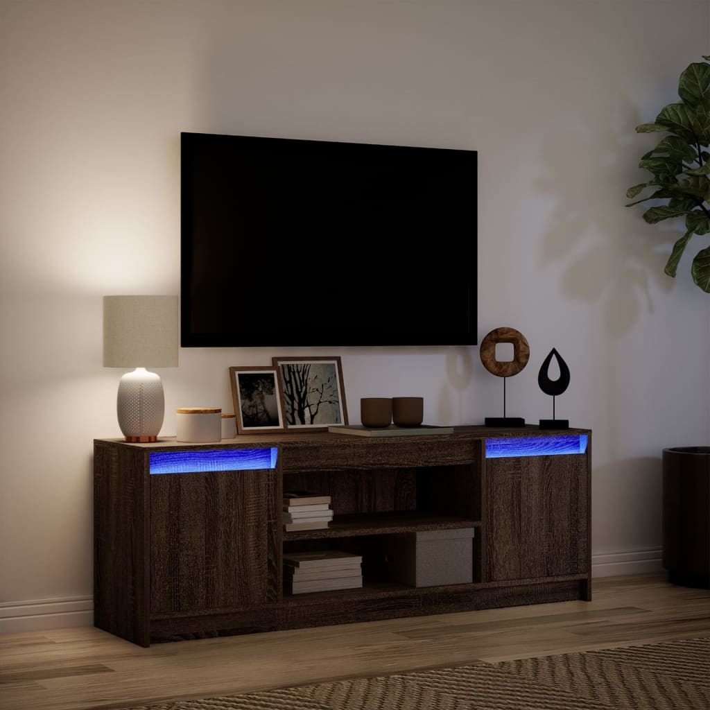 vidaXL Dulap TV cu LED, stejar maro, 139,5x34x50 cm, lemn prelucrat
