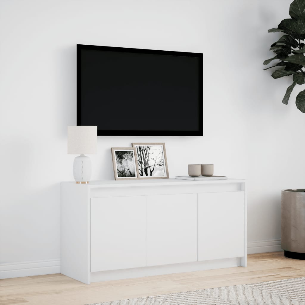 vidaXL Dulap TV cu LED, alb, 100x34x50 cm, lemn prelucrat