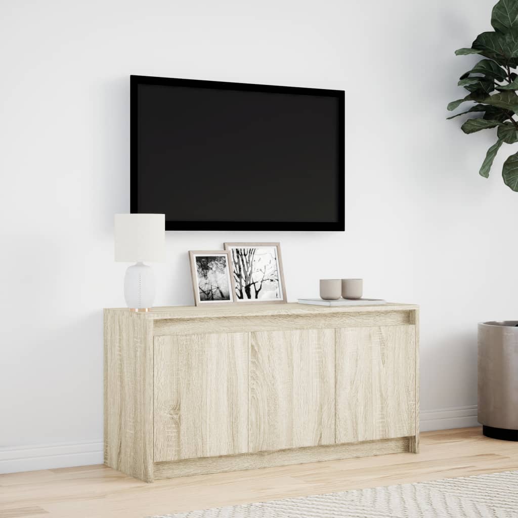 vidaXL Dulap TV cu LED, stejar sonoma, 100x34x50 cm, lemn prelucrat vidaXL Dulap TV cu LED, stejar sonoma, 100x34x50 cm, lemn prelucrat