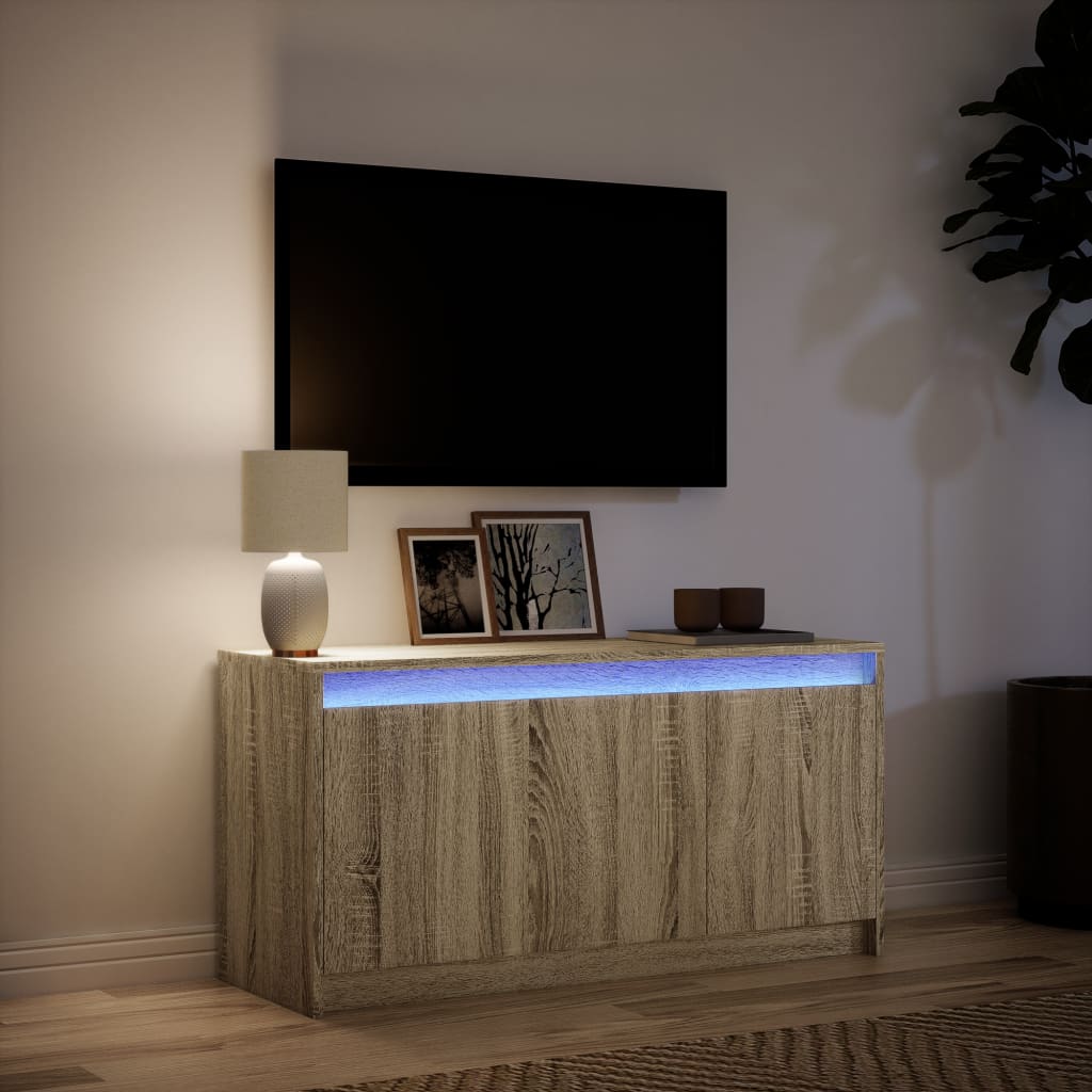 vidaXL Dulap TV cu LED, stejar sonoma, 100x34x50 cm, lemn prelucrat vidaXL Dulap TV cu LED, stejar sonoma, 100x34x50 cm, lemn prelucrat