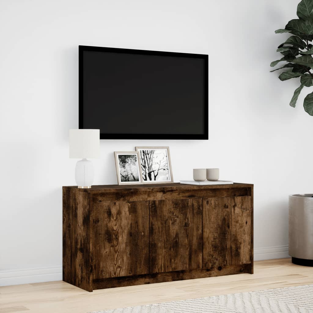 vidaXL Dulap TV cu LED, stejar fumuriu, 100x34x50 cm, lemn prelucrat