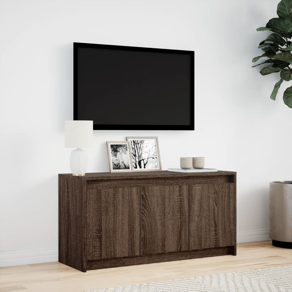vidaXL Dulap TV cu LED, stejar maro, 100x34x50 cm, lemn prelucrat