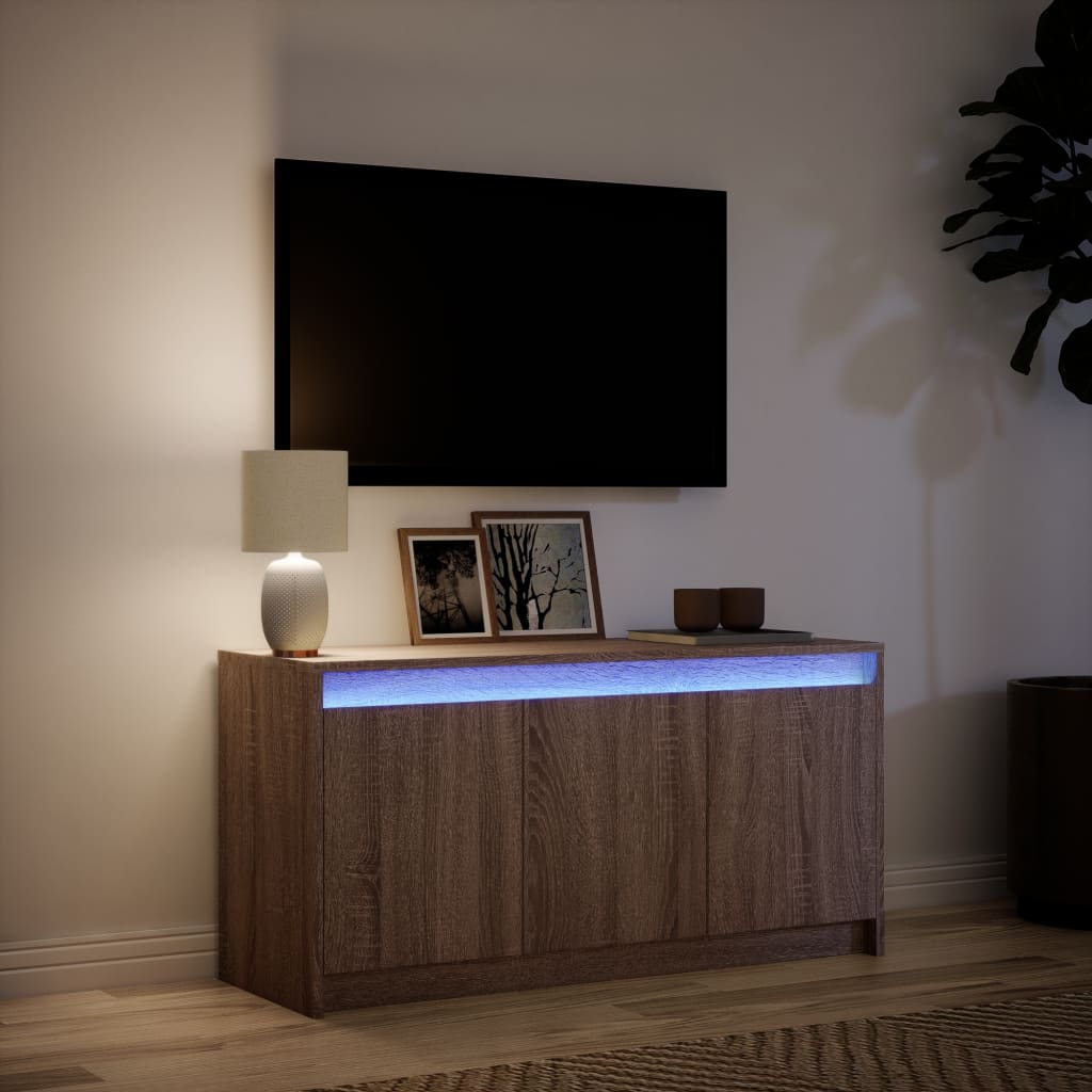 vidaXL Dulap TV cu LED, stejar maro, 100x34x50 cm, lemn prelucrat