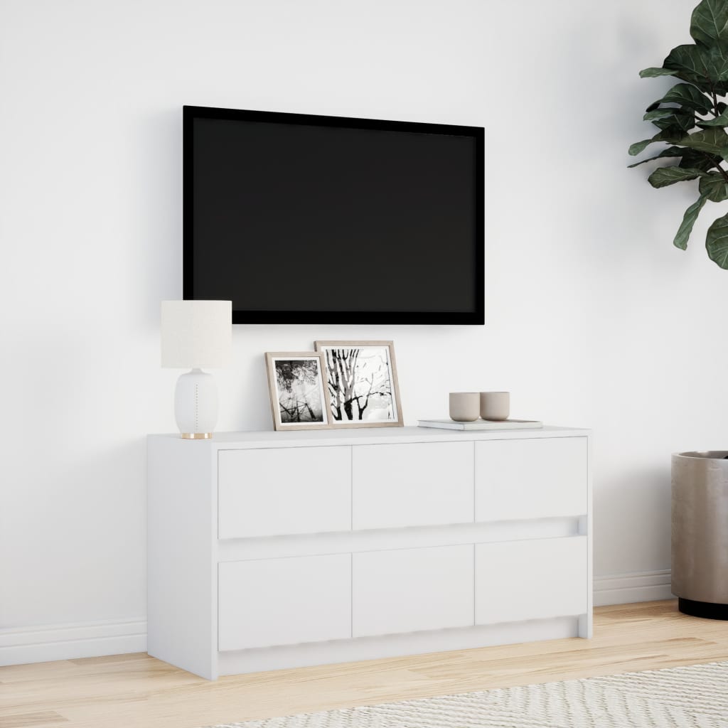 vidaXL Dulap TV cu LED, alb, 100x34x50 cm, lemn prelucrat