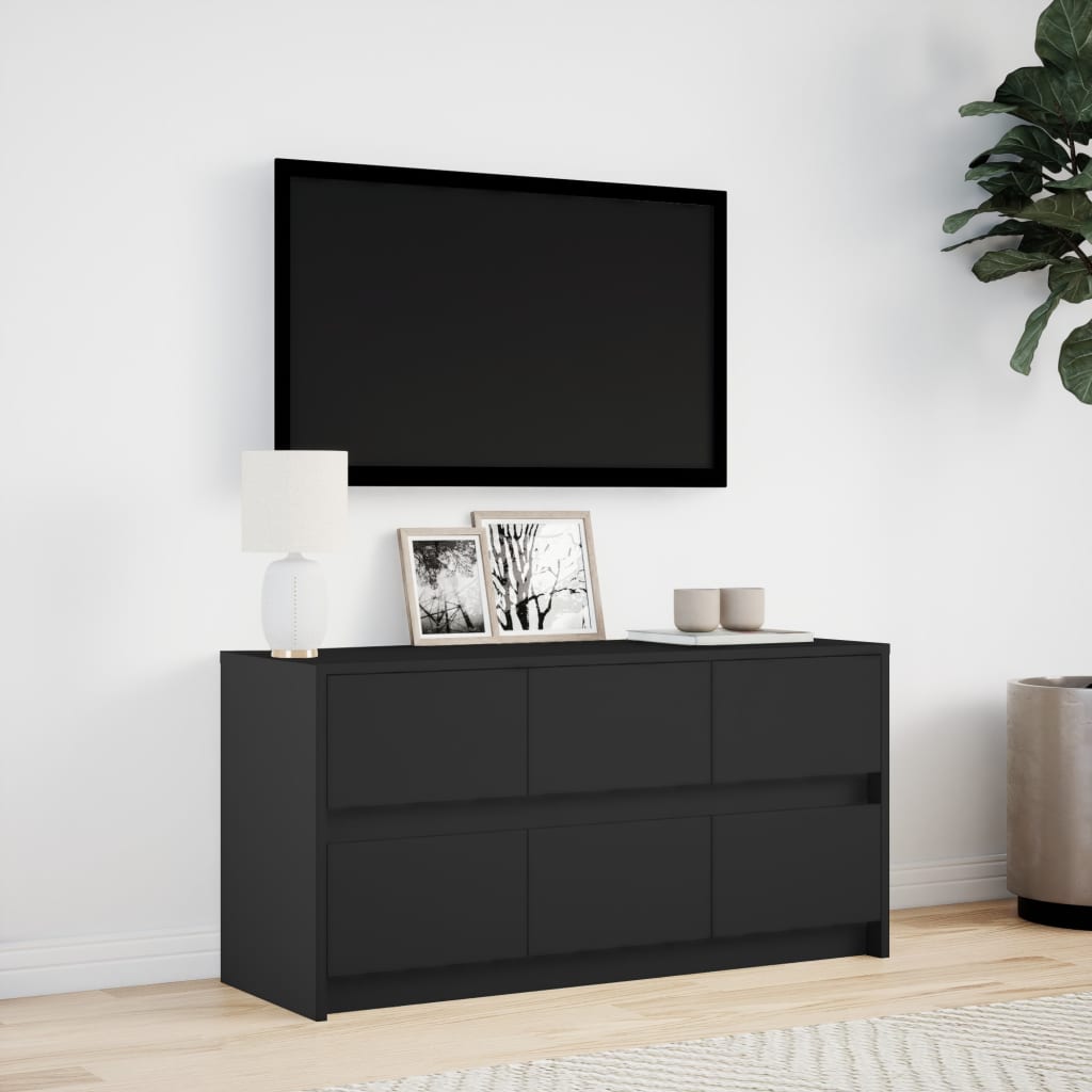vidaXL Dulap TV cu LED, negru, 100x34x50 cm, lemn prelucrat