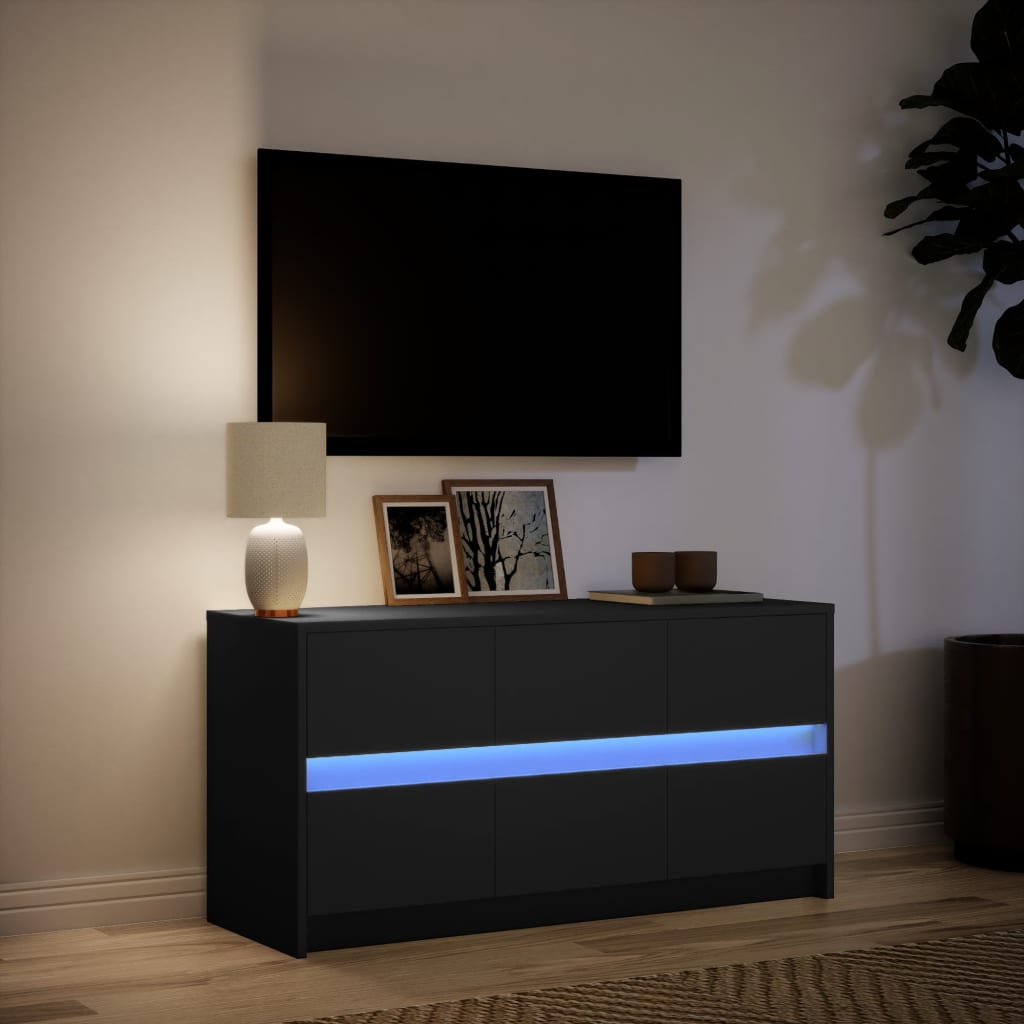 vidaXL Dulap TV cu LED, negru, 100x34x50 cm, lemn prelucrat