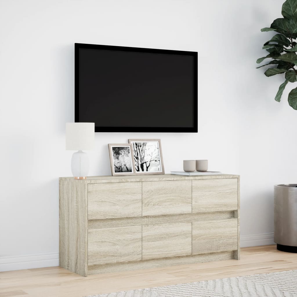 vidaXL Dulap TV cu LED, stejar sonoma, 100x34x50 cm, lemn prelucrat