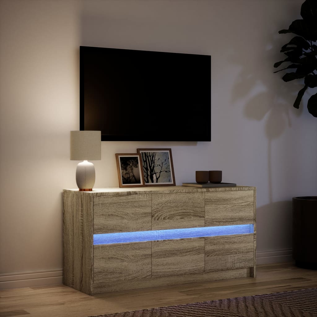 vidaXL Dulap TV cu LED, stejar sonoma, 100x34x50 cm, lemn prelucrat
