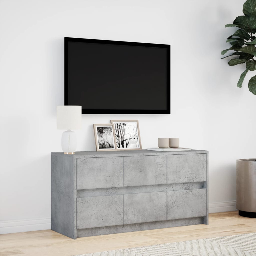 vidaXL Dulap TV cu LED, gri beton, 100x34x50 cm, lemn prelucrat