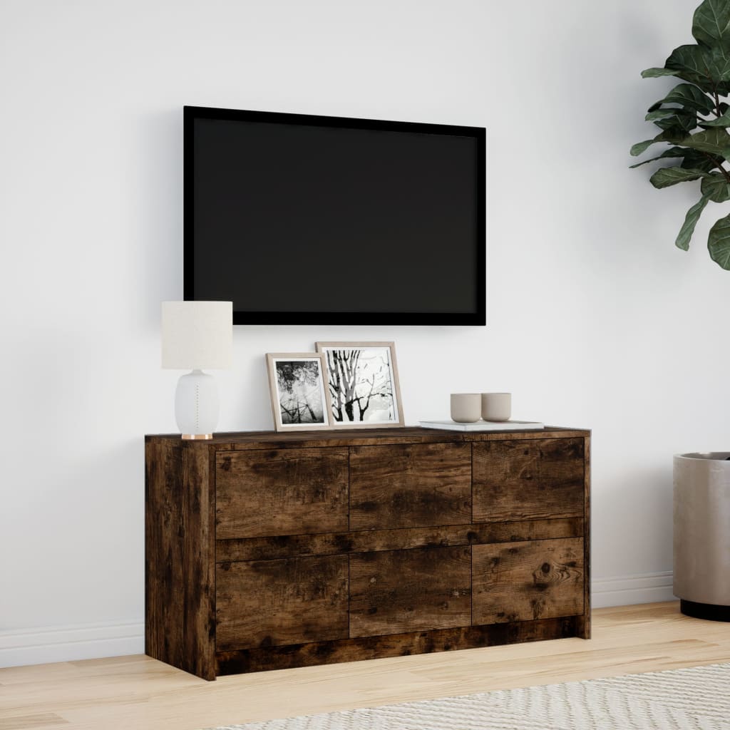 vidaXL Dulap TV cu LED, stejar fumuriu, 100x34x50 cm, lemn prelucrat