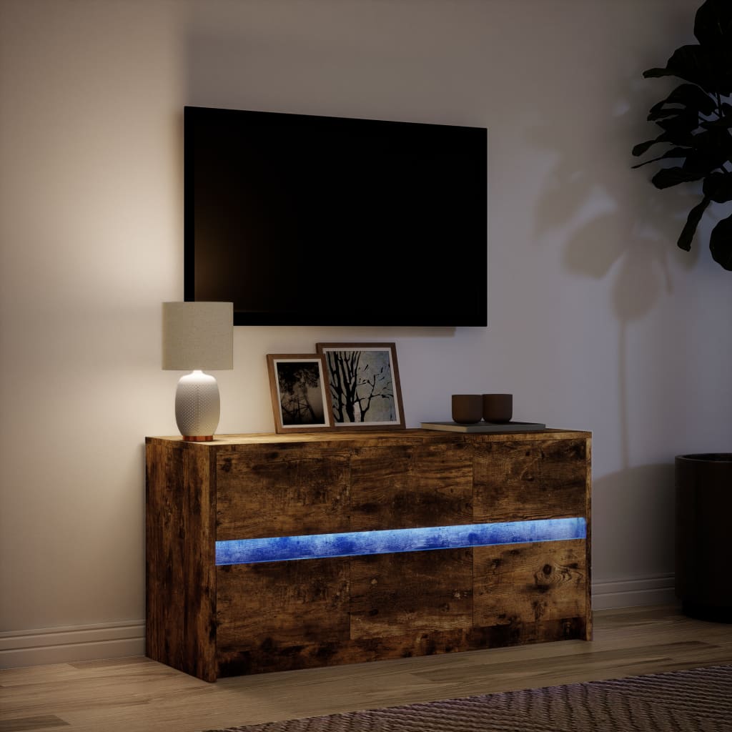 vidaXL Dulap TV cu LED, stejar fumuriu, 100x34x50 cm, lemn prelucrat