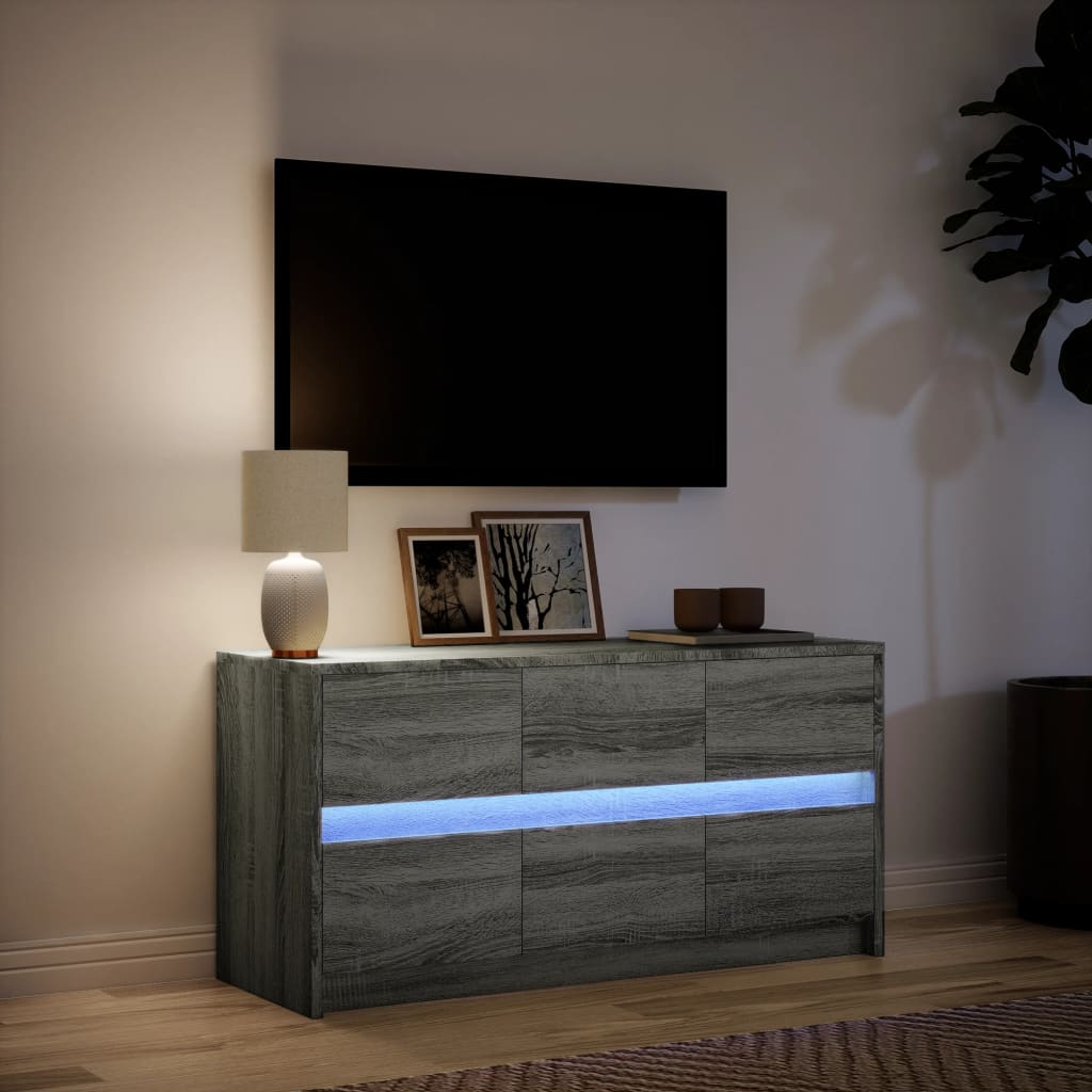 vidaXL Dulap TV cu LED, gri sonoma, 100x34x50 cm, lemn prelucrat
