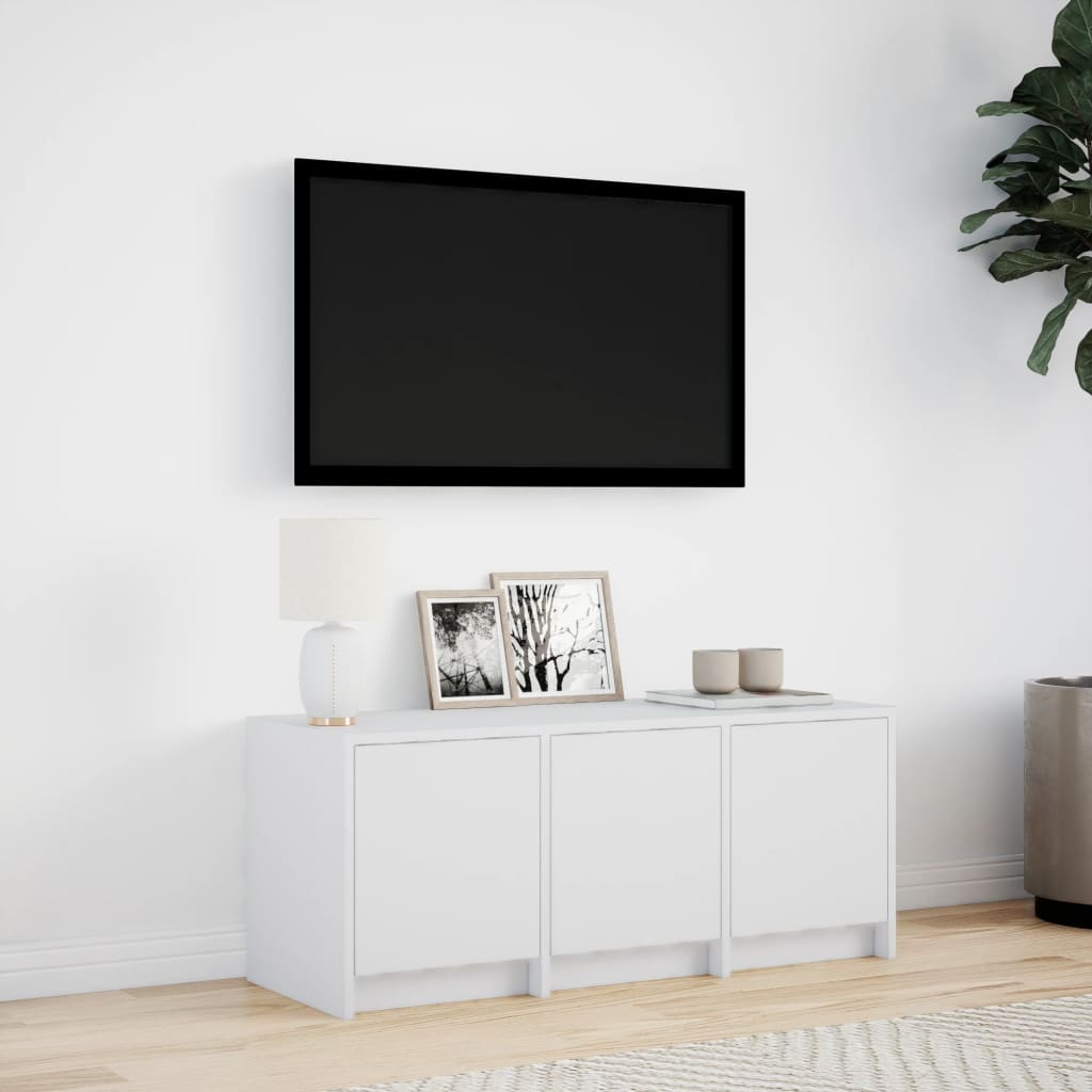 vidaXL Dulap TV cu LED, alb, 97x34x40 cm, lemn prelucrat