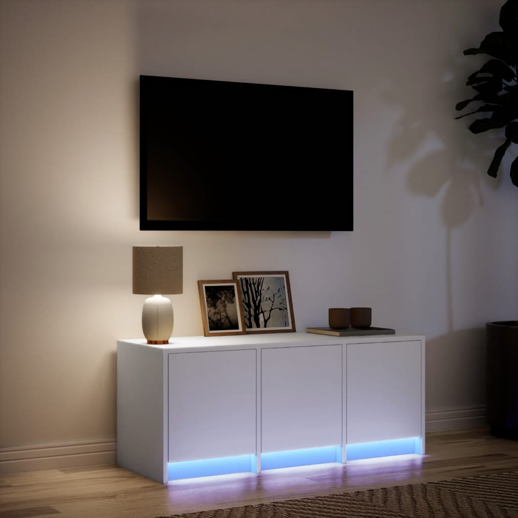 vidaXL Dulap TV cu LED, alb, 97x34x40 cm, lemn prelucrat