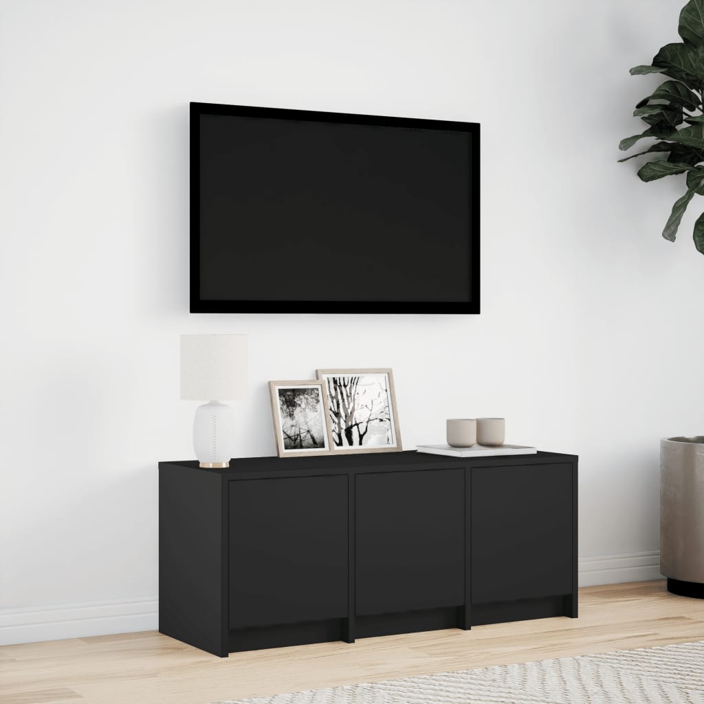 vidaXL Dulap TV cu LED, negru, 97x34x40 cm, lemn prelucrat