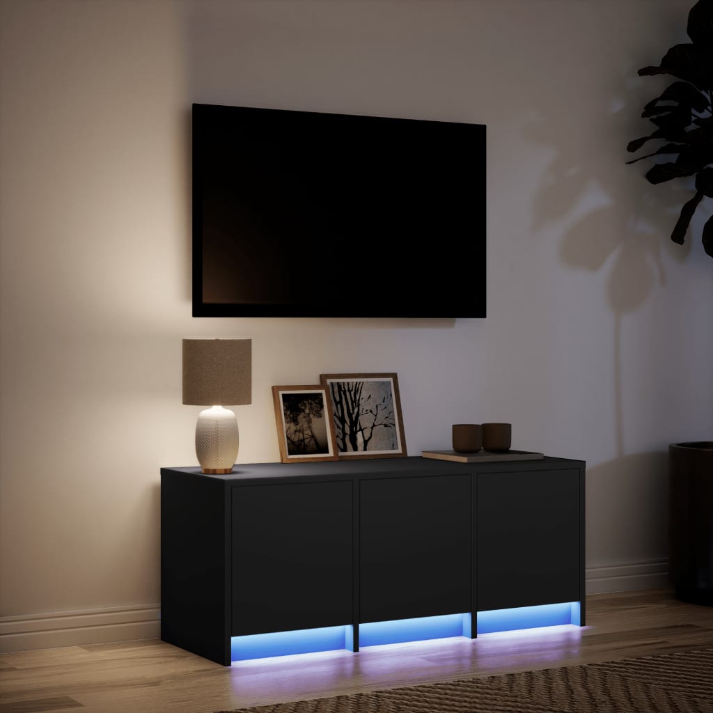 vidaXL Dulap TV cu LED, negru, 97x34x40 cm, lemn prelucrat
